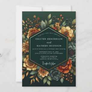 Emerald Russet Bloom Wedding Invitation