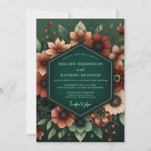 Emerald Rust Moody Wedding Invitation