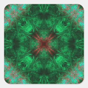 Emerald Sacred Geometry Fractal Art Square Sticker