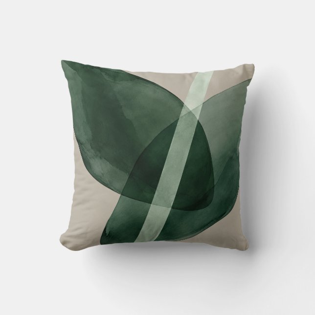 Emerald Sage Translucent Leaf Abstract Cushion (Front)