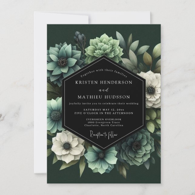 Emerald Sage Vesper Wedding Invitation (Front)