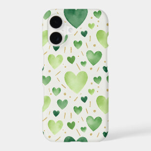  Emerald & Sage Watercolor Heart Pattern