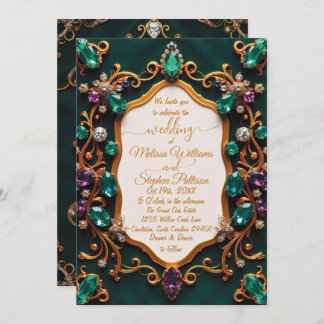 Emerald & Sapphire Luxury Wedding Invitation