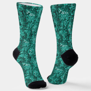 Emerald Scale Pattern Crew Socks