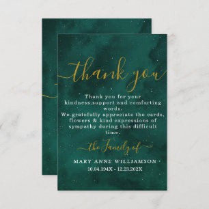 Emerald Script Minimal Funeral Thank You Card