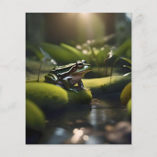 Emerald Serenity: A Green Frog by the River Flyer