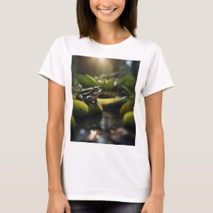 Emerald Serenity: A Green Frog by the River, T-Shirt