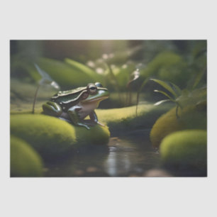 Emerald Serenity: A Green Frog by the River Tissue Paper