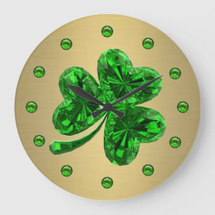 Emerald Shamrock Large Clock