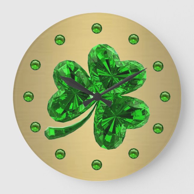 Emerald Shamrock Large Clock (Front)