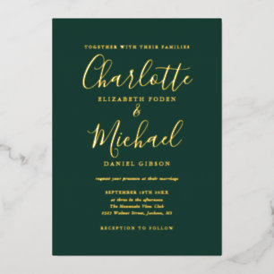 Emerald Signature Script Calligraphy Wedding Gold