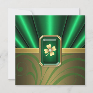 Emerald Silk Pleats Jewel St Patrick's Day Invite