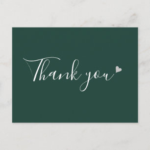 Emerald Silver Heart Script Business Thank You Postcard