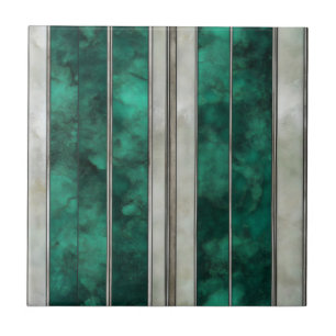 Emerald Silver Line Pattern Ceramic Tile