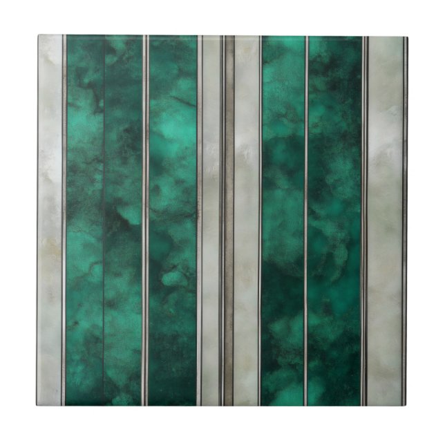 Emerald Silver Line Pattern Ceramic Tile (Front)