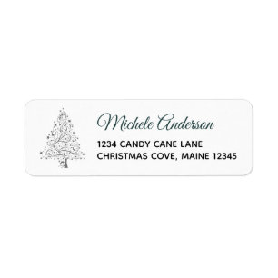 Emerald Silver Winter Holiday Return Address Return Address Label
