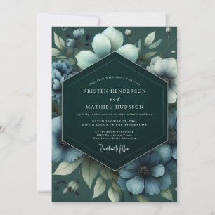 Emerald Slate Bloom Wedding Invitation