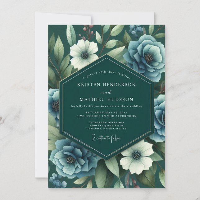 Emerald Slate Nocturne Wedding Invitation (Front)