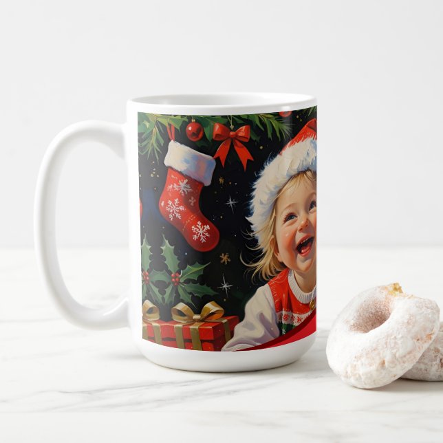 Emerald Smiple Cute Santa  Coffee Mug (With Donut)