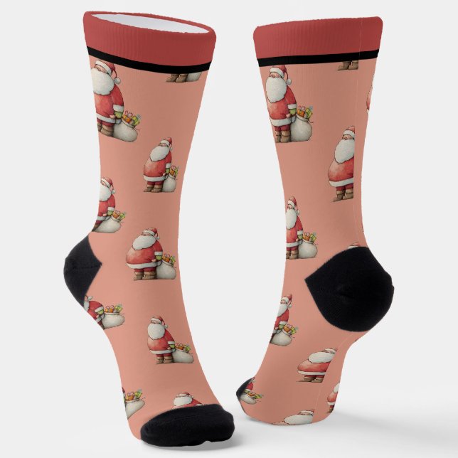 Emerald Smiple Cute Santa  Socks (Angled)