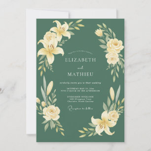 Emerald Soft Botanical Flourish Wedding Invitation