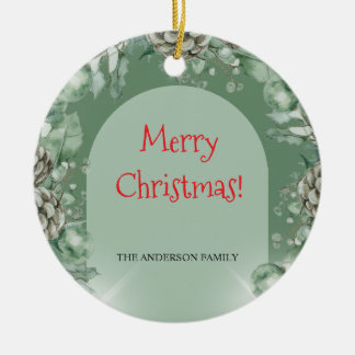Emerald soft green country theme ceramic ornament