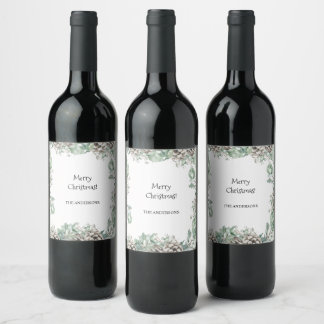 Emerald soft green country theme wine label