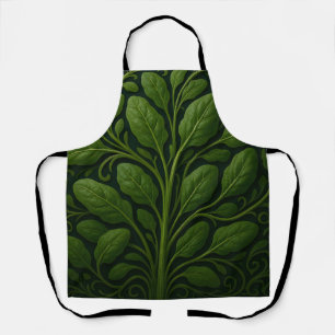Emerald Spinach Leaf Pattern Apron