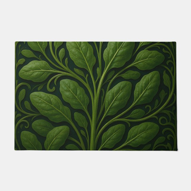 Emerald Spinach Leaf Pattern Doormat (Front)