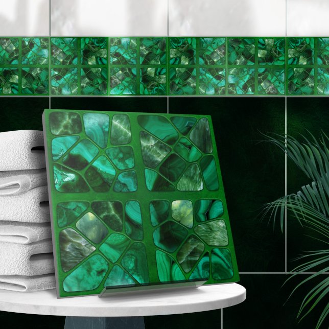 Emerald Spring - Cells collage N3 Ceramic Tile (Creator Uploaded)