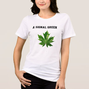 Emerald Stillness green leaf, maple leaf, Tri-Blend Shirt