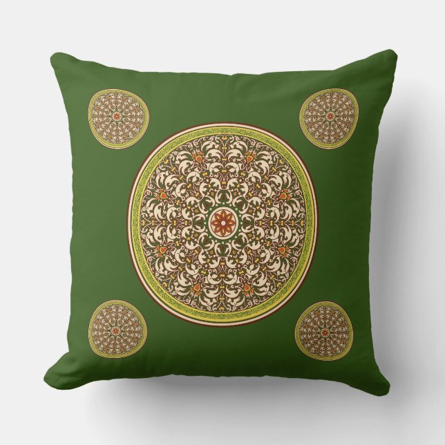 Emerald Tapestry Throw Pillow (Front)