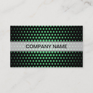 Emerald Techno Dots Modern Black Business Card
