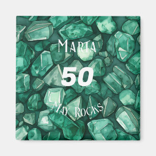 Emerald-Themed May Birthday Anniversary Custom Magnet