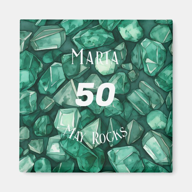 Emerald-Themed May Birthday Anniversary Custom Magnet (Front)