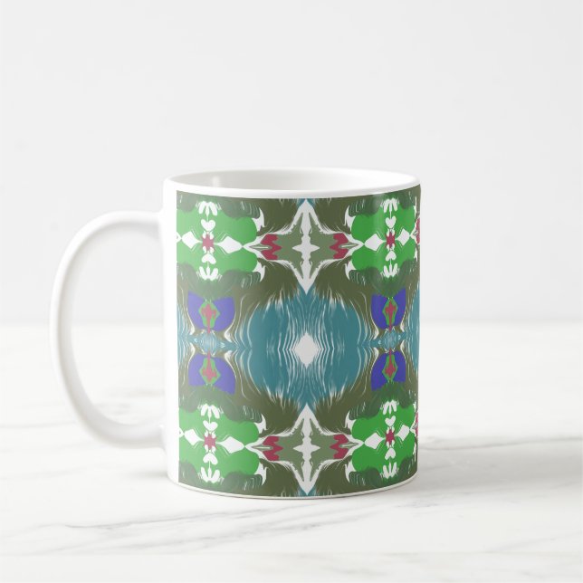 Emerald Tide Kaleidoscope Coffee Mug (Left)