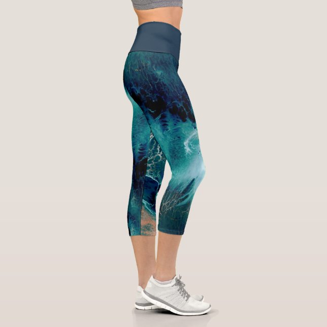 Emerald Tides in Motion Capri Leggings (Right)