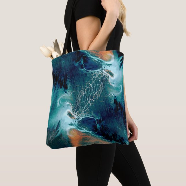 Emerald Tides in Motion Tote Bag (Close Up)