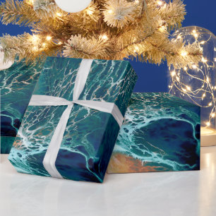 Emerald Tides in Motion Wrapping Paper