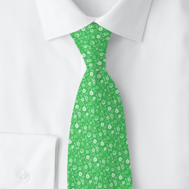Emerald Tiny Flowers Tie (Creator Uploaded)