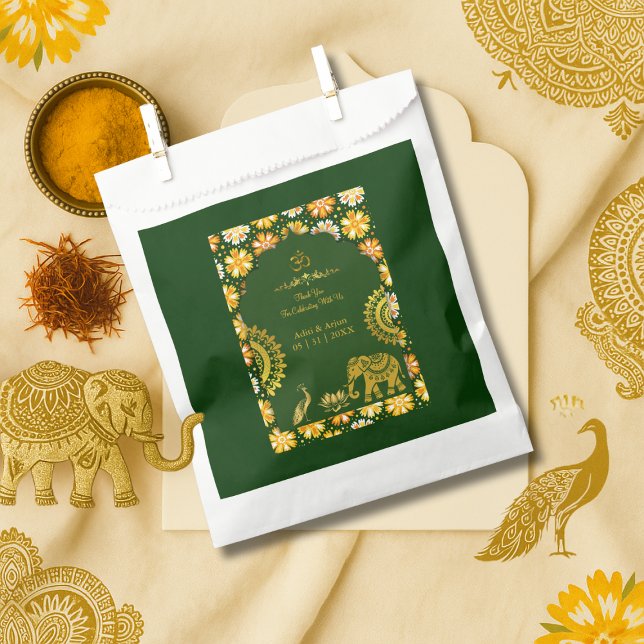 emerald traditional hindu motifs wedding thanks favour bag (Creator Uploaded)