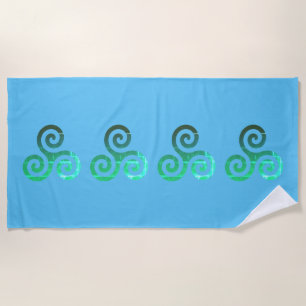 Emerald Triskele Ancient Celtic Symbol Beach Towel
