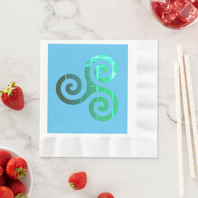 Emerald Triskele Ancient Celtic Symbol Napkin (Insitu)