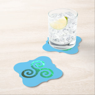 Emerald Triskele Ancient Celtic Symbol Paper Coaster