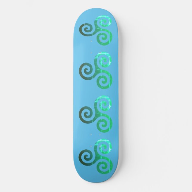 Emerald Triskele Ancient Celtic Symbol Skateboard (Front)