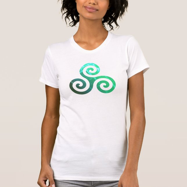 Emerald Triskele Ancient Celtic Symbol  T-Shirt (Front)