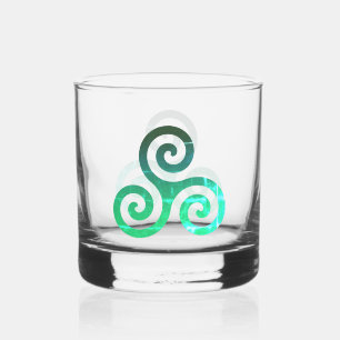 Emerald Triskele Ancient Celtic Symbol Whiskey Glass