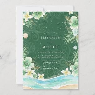 Emerald Tropical Palm Eucalyptus Wedding Invitation