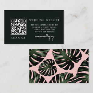 Emerald Tropical QR code RSVP Wedding Website Enclosure Card