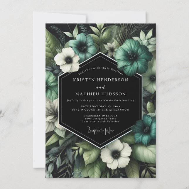 Emerald Verdant Nocturne Wedding Invitation (Front)